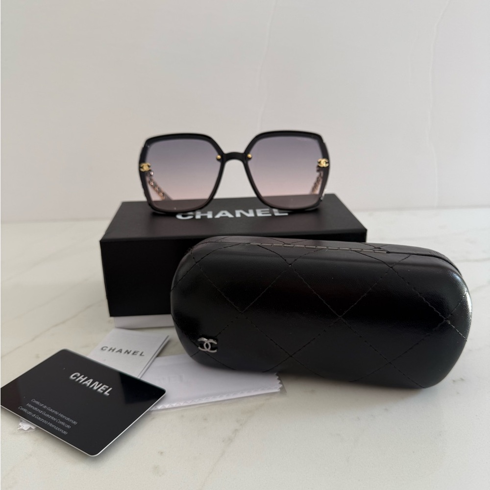 CHANEL Black and Gold Sunglasses - Picture 8 of 9